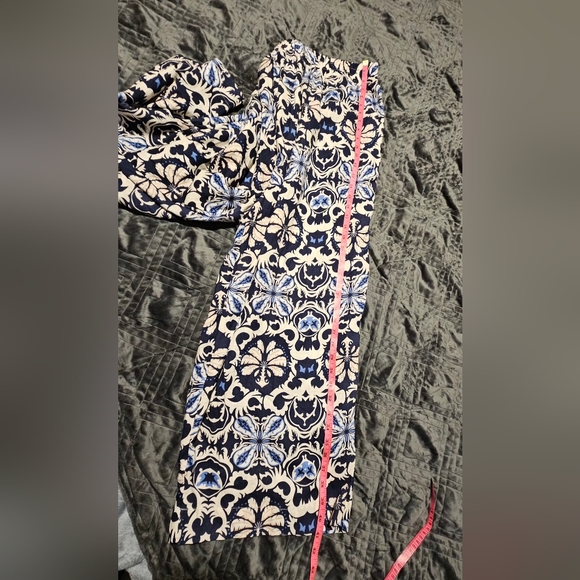 Rachel Zoe Blue & Cream Linen Blend Paisley Print Wide Leg Pants Size 3X NWT - Picture 8 of 12